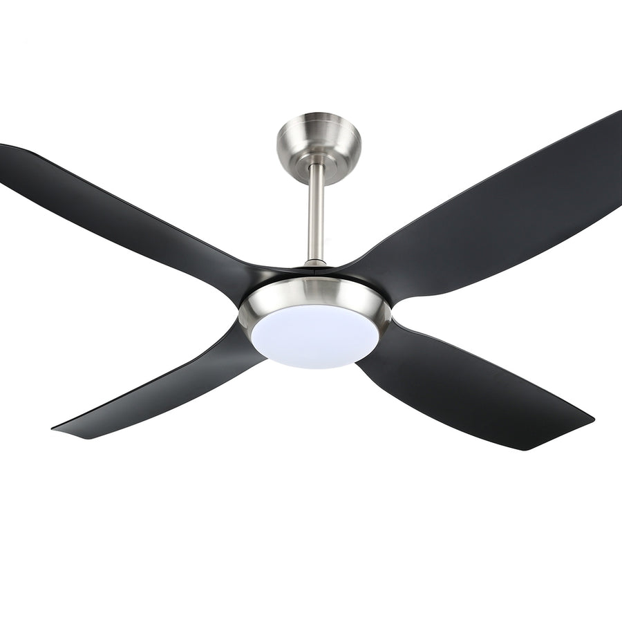 Devanti 52 inch DC ceiling fan with LED light, black and silver