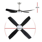 Devanti 52 inch DC ceiling fan with LED light, black and silver, built-in LED light