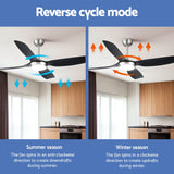Devanti 52'' Ceiling Fan DC Motor w/Light w/Remote Black - 45-Degree Angle