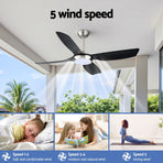Devanti 52 inch DC ceiling fan with LED light, black and silver, image 6