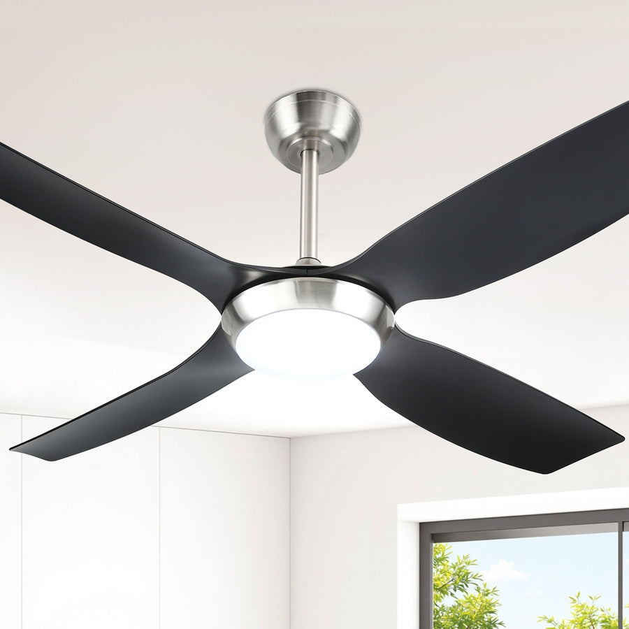 Devanti 52 inch DC ceiling fan with LED light, black and silver, image 7
