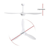 Devanti 52'' Ceiling Fan DC Motor w/Light w/Remote - White - Front View
