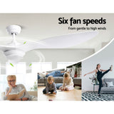 Devanti 52'' Ceiling Fan DC Motor w/Light w/Remote - White - Side View