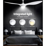 Devanti 52'' Ceiling Fan DC Motor w/Light w/Remote - White - 45-Degree Angle