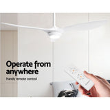 Devanti 52'' Ceiling Fan DC Motor w/Light w/Remote - White - Rear View