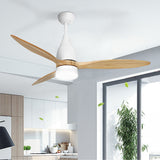 Devanti 52 Remote-Controlled Ceiling Fan with LED Light - Light Wood Finish - 45-Degree Angle