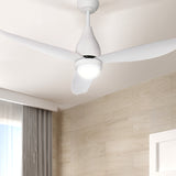 Devanti 52-Inch DC Motor Ceiling Fan with LED Light and Remote Control - White - 45-Degree Angle