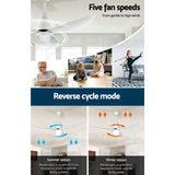 Devanti 52-Inch DC Motor Ceiling Fan with LED Light and Remote Control - White - Rear View