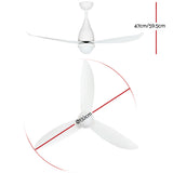 Devanti 52'' Ceiling Fan DC Motor LED Light Remote Control - White - Front View