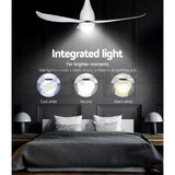 Devanti 52'' Ceiling Fan DC Motor LED Light Remote Control - White - Rear View