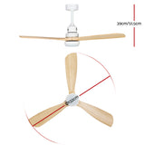 Devanti 52'' Ceiling Fan DC Motor LED Light Remote - Light Wood - Side View