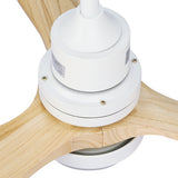 Devanti 52'' Ceiling Fan DC Motor LED Light Remote - Light Wood - Top-Down View