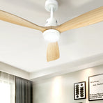 Devanti 52'' Ceiling Fan DC Motor LED Light Remote - Light Wood, image 5