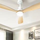 Devanti 52'' Ceiling Fan DC Motor LED Light Remote - Light Wood - 45-Degree Angle