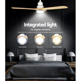 Devanti 52'' Ceiling Fan DC Motor LED Light Remote - Light Wood - Close-Up Angle