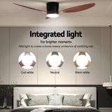 Devanti 52'' Ceiling Fan DC Motor w/Light w/Remote - Dark Wood - Top-Down View