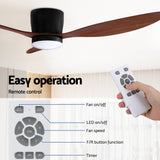 Devanti 52'' Ceiling Fan DC Motor w/Light w/Remote - Dark Wood - 45-Degree Angle