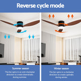 Devanti 52'' Ceiling Fan DC Motor w/Light w/Remote - Dark Wood - Rear View