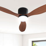 Devanti 52'' Ceiling Fan DC Motor w/Light w/Remote - Dark Wood - Close-Up Angle