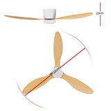 Devanti 52-Inch DC Motor Ceiling Fan with LED Light and Remote Control - Light Wood Finish - Front View