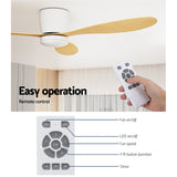 Devanti 52-Inch DC Motor Ceiling Fan with LED Light and Remote Control - Light Wood Finish - Rear View