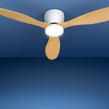 Devanti 52-Inch DC Motor Ceiling Fan with LED Light and Remote Control - Light Wood Finish - Close-Up Angle