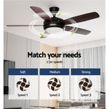 Devanti 52'' Ceiling Fan AC Motor 5 Blades w/Light - Dark Wood - Top-Down View