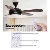 Devanti 52'' Ceiling Fan AC Motor 5 Blades w/Light - Dark Wood - Rear View