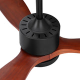 Devanti 52'' Ceiling Fan DC Motor 3 Blades w/Light - Dark Wood - Top-Down View