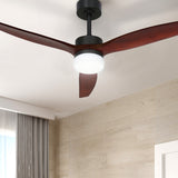 Devanti 52'' Ceiling Fan DC Motor 3 Blades w/Light - Dark Wood - 45-Degree Angle