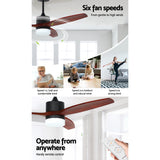 Devanti 52'' Ceiling Fan DC Motor 3 Blades w/Light - Dark Wood - Rear View