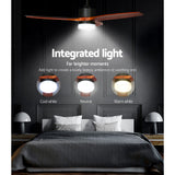 Devanti 52'' Ceiling Fan DC Motor 3 Blades w/Light - Dark Wood - Close-Up Angle