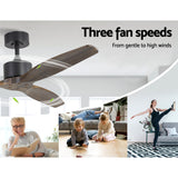 Devanti 52'' Ceiling Fan AC Motor 3 Blades w/Remote - Dark Wood - Side View