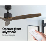 Devanti 52'' Ceiling Fan AC Motor 3 Blades w/Remote - Dark Wood - Top-Down View