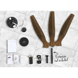 Devanti 52'' Ceiling Fan AC Motor 3 Blades w/Remote - Dark Wood - 45-Degree Angle