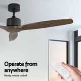 Devanti 52'' Ceiling Fan AC Motor 3 Blades w/Remote - Dark Wood - Top-Down View