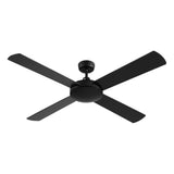 Devanti 52'' Ceiling Fan DC Motor 4 Blades w/Remote - Black - Front View