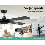 Devanti 52 inch DC ceiling fan with 4 blades, black, extension rod