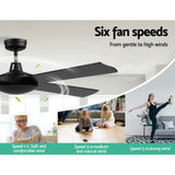 Devanti 52'' Ceiling Fan DC Motor 4 Blades w/Remote - Black - Top-Down View