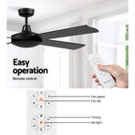 Devanti 52 inch DC ceiling fan with 4 blades, black, aluminium motor housing