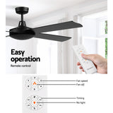 Devanti 52'' Ceiling Fan DC Motor 4 Blades w/Remote - Black - 45-Degree Angle
