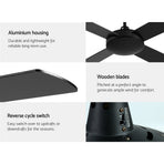 Devanti 52 inch DC ceiling fan with 4 blades, black, image 6