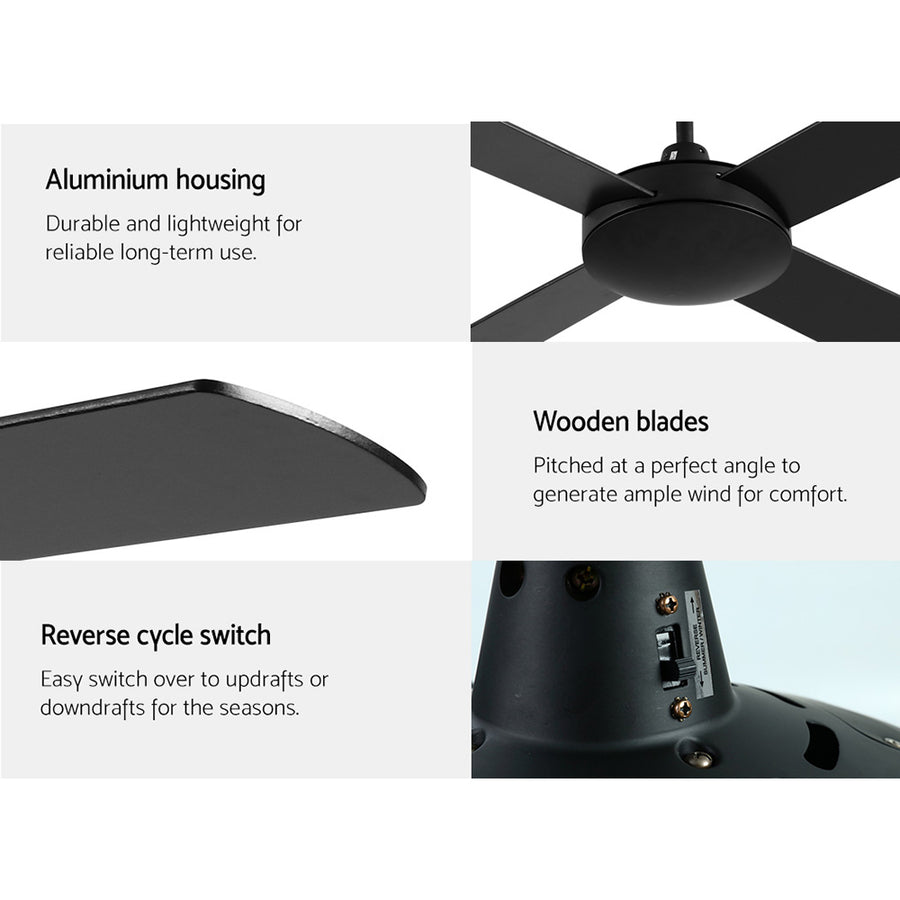 Devanti 52 inch DC ceiling fan with 4 blades, black, image 6