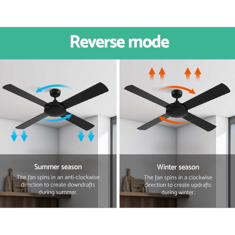 Devanti 52 inch DC ceiling fan with 4 blades, black, image 7