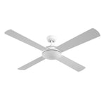 Devanti 52 inch white DC ceiling fan with four wooden blades, four plywood blades