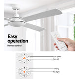 Devanti 52'' Ceiling Fan AC Motor 4 Blades w/Remote - White - 45-Degree Angle