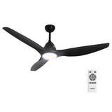 Devanti 64 Inch Ceiling Fan DC Motor w/Light w/Remote - Black - Front View