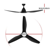 Devanti 64 Inch Ceiling Fan DC Motor w/Light w/Remote - Black - Top-Down View