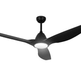 Devanti 64 Inch Ceiling Fan DC Motor w/Light w/Remote - Black - 45-Degree Angle