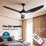 Devanti 64 Inch Ceiling Fan DC Motor w/Light w/Remote - Black - Rear View